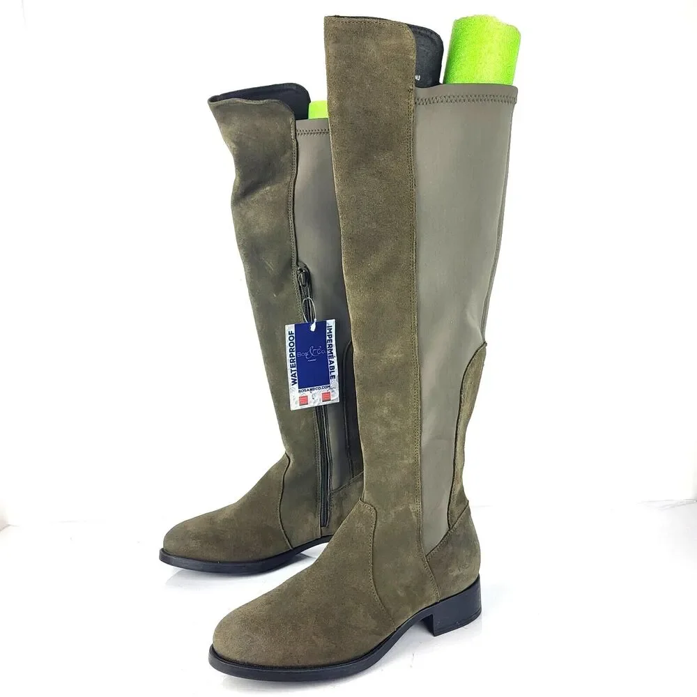 Over the knee waterproof Suede stretch Boots